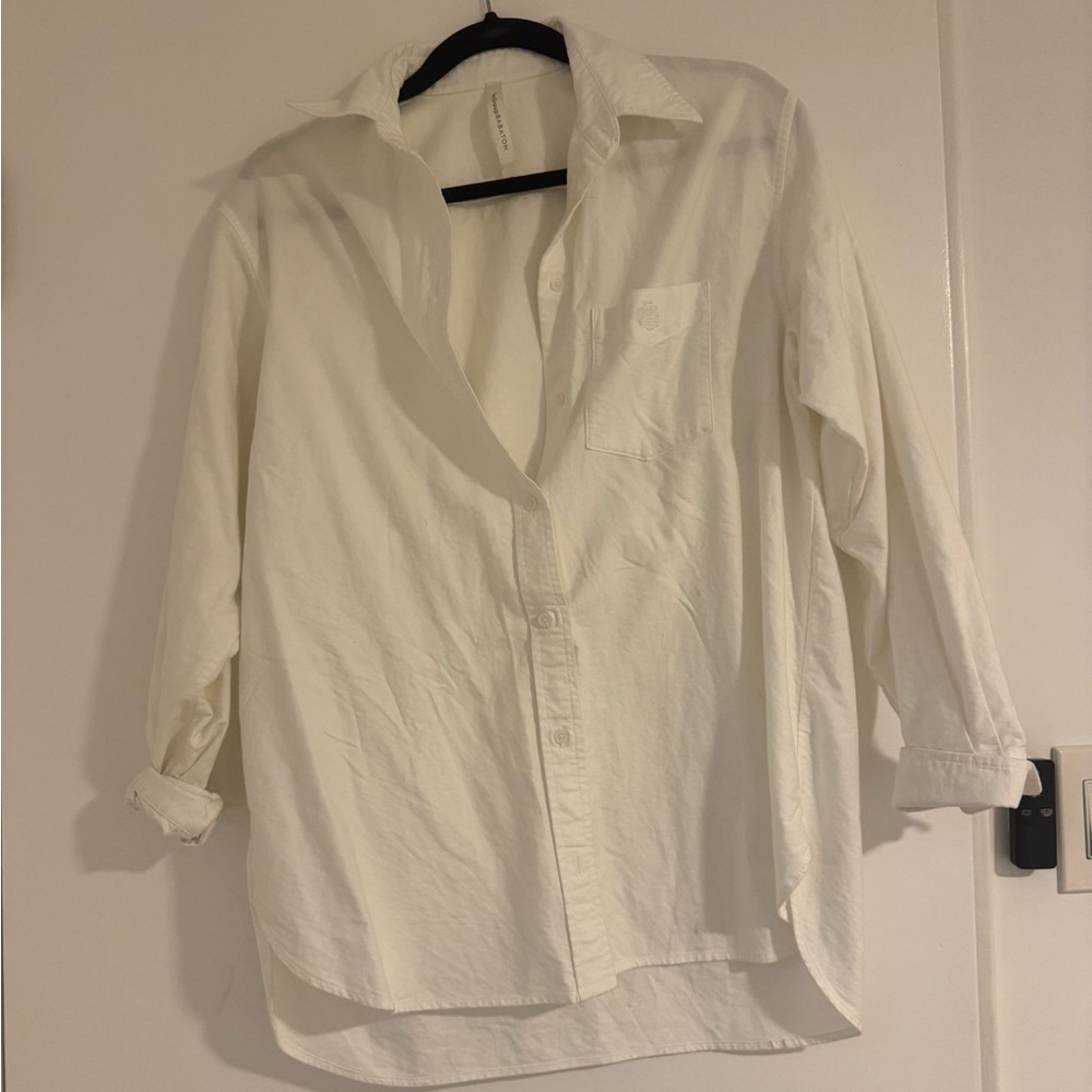 Aritzia Babaton Oversize Classic White Button-Up Shirt